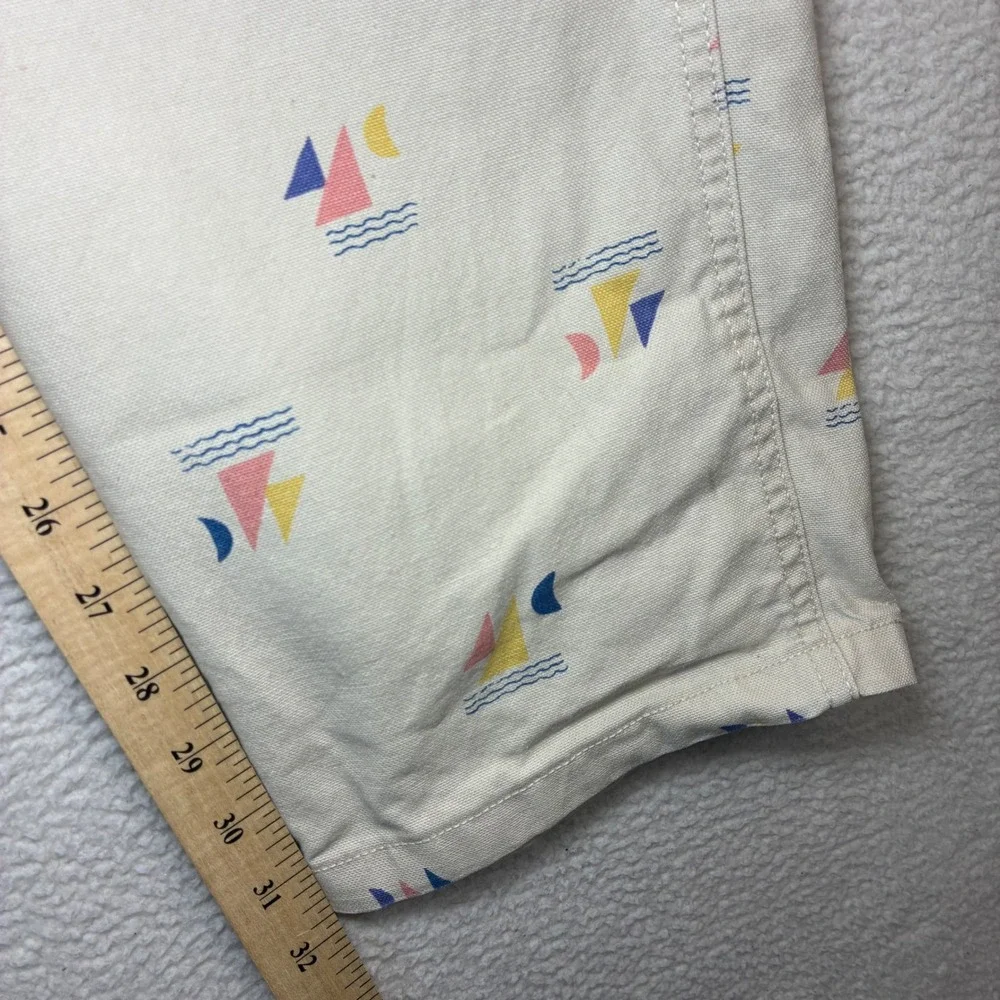Wallace Barnes Carpenter Pants Men 33x32 Beige Sailboat AOP Double Knee J Crew - Picture 7 of 9